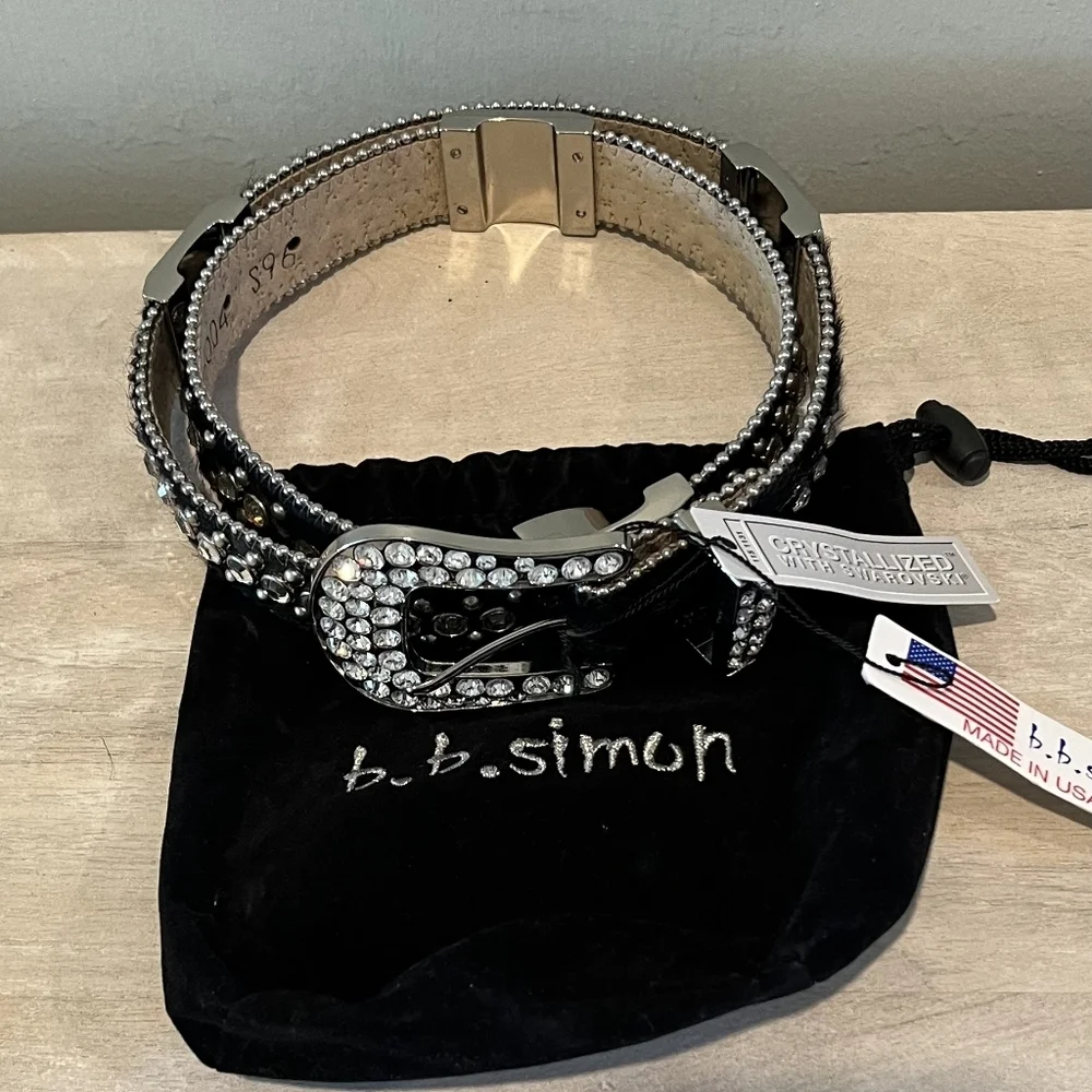 Amazing b b simon Kish‎ Unisex Belt with Swarovski Crystals Size XL. NWT …